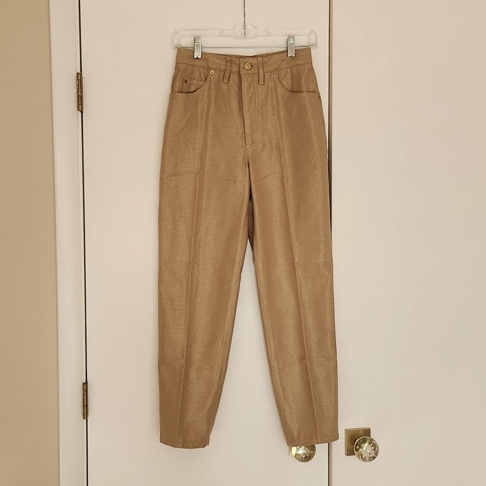 St. John metallic silk signature jeans size 4